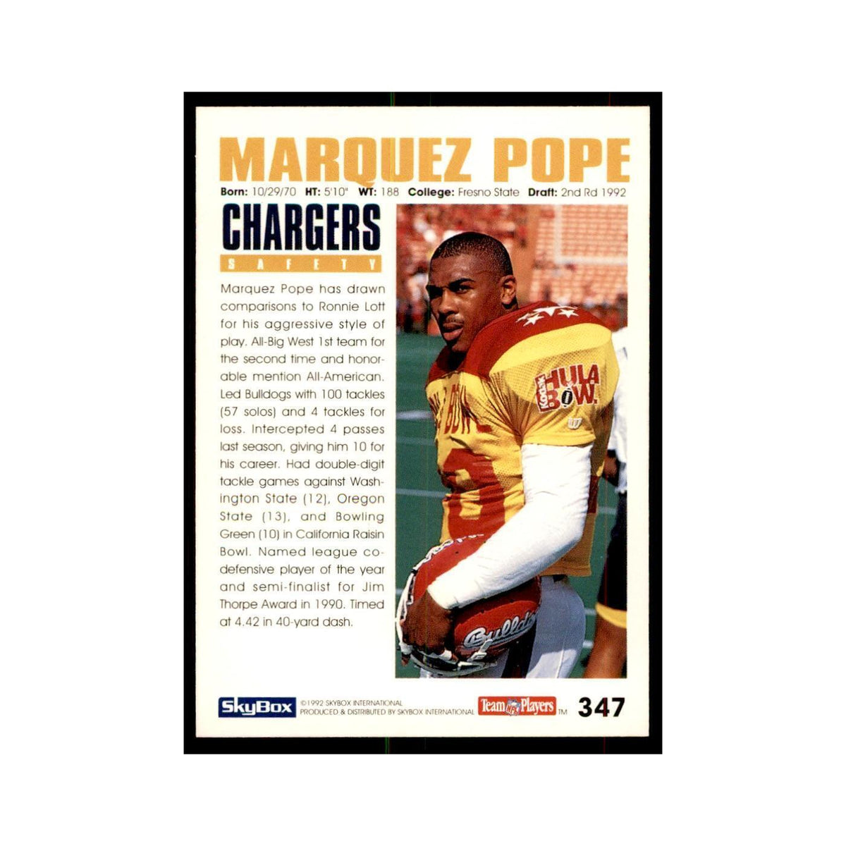 1992 SkyBox Marquez Pope RC Football Cards #347