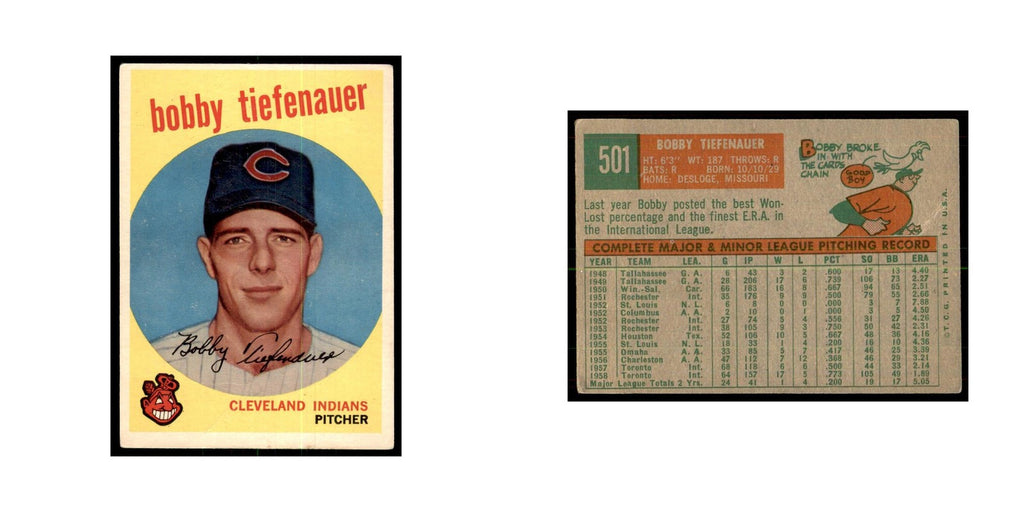 1959 Topps (damaged) Bobby Tiefenauer Baseball Cards #501