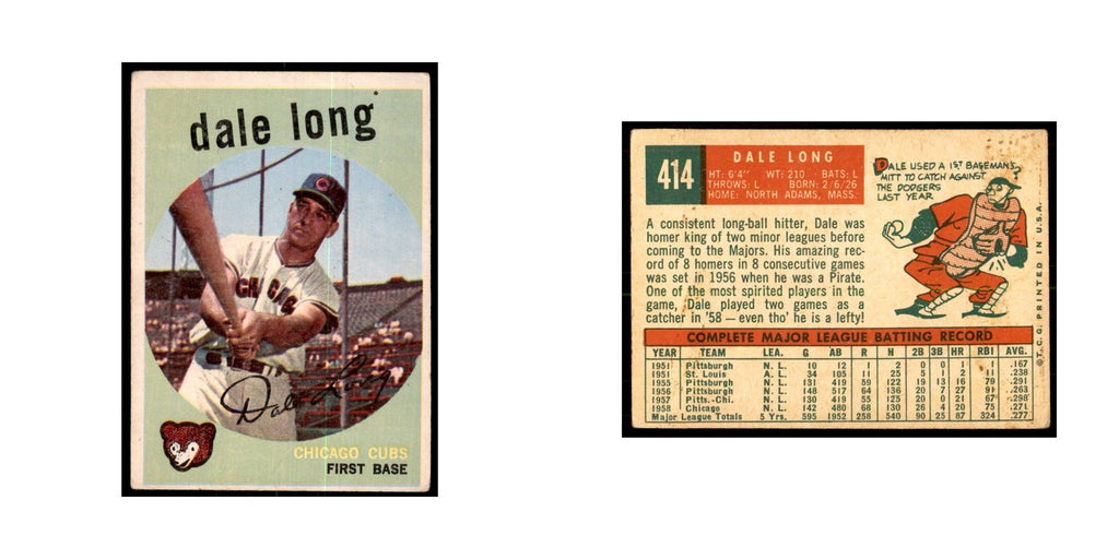 1959 Topps (damaged) Dale Long Baseball Cards #414