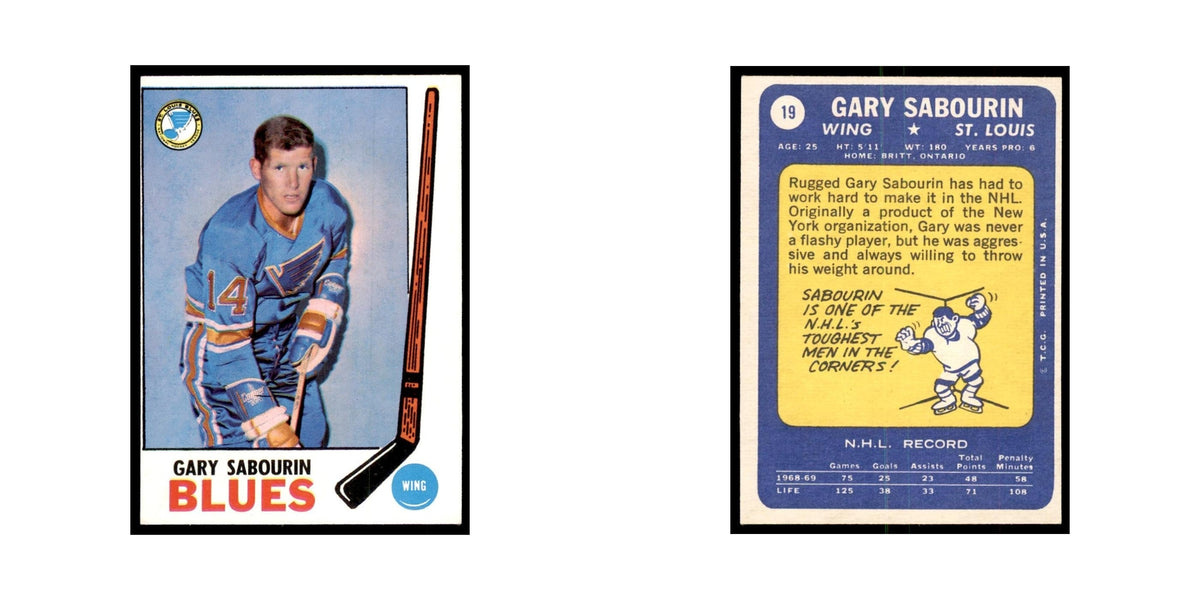 Gary Sabourin 1969 Topps #19 St. Louis Blues Hockey Card EX