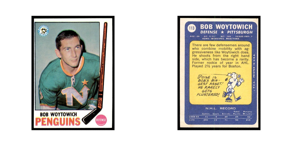 Bob Woytowich 1969 Topps #113 Pittsburgh Penguins Hockey Card EX