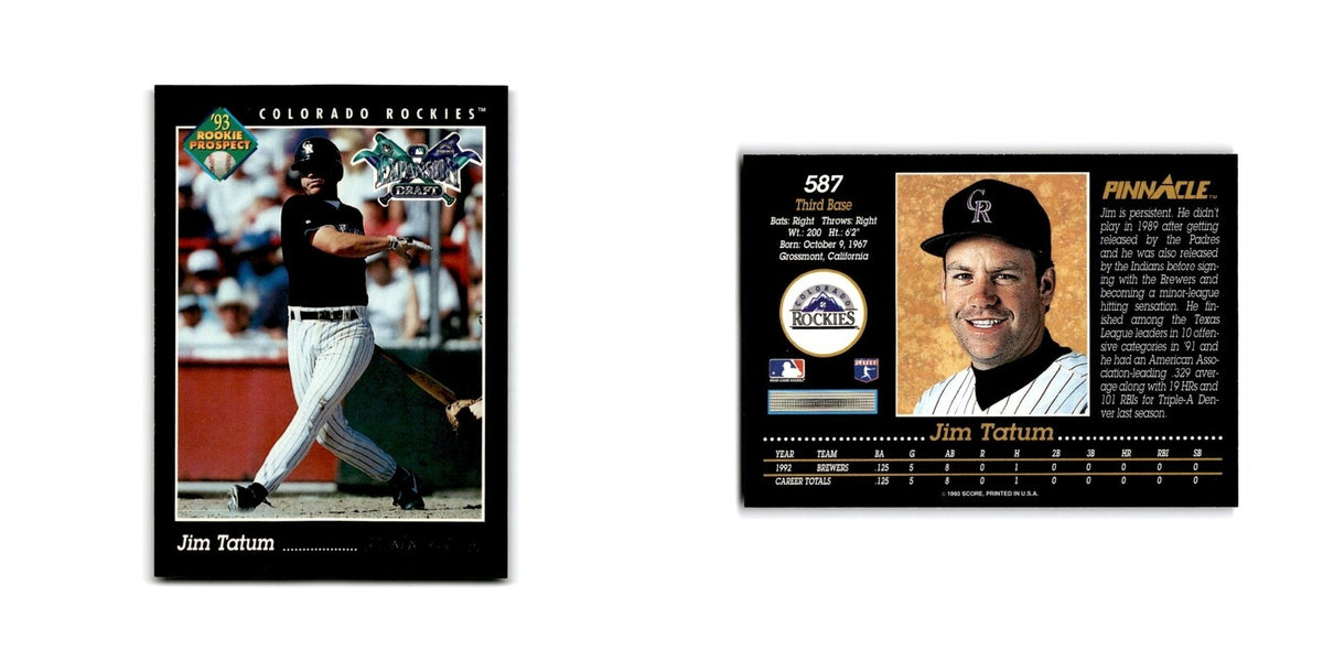 Jim Tatum Rookie 1993 Pinnacle #587 Colorado Rockies Baseball Card NM