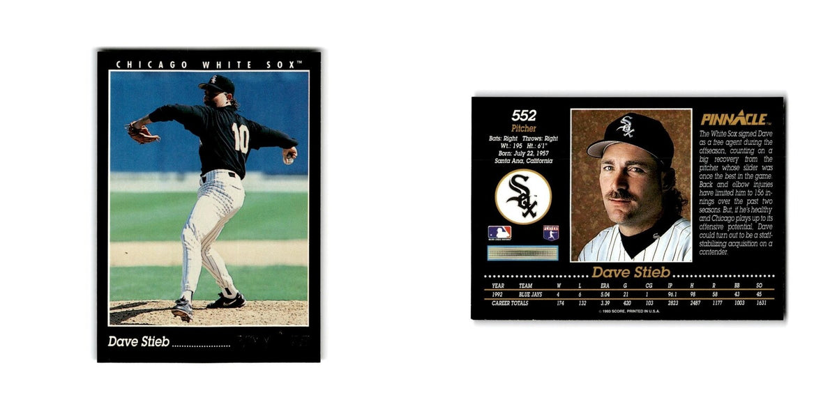 Dave Stieb 1993 Pinnacle #552 Chicago White Sox Baseball Card NM