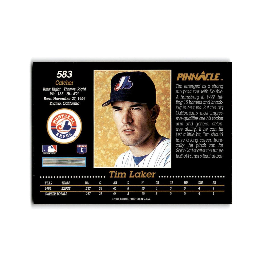 Tim Laker Rookie 1993 Pinnacle #583 Montreal Expos Baseball Card NM