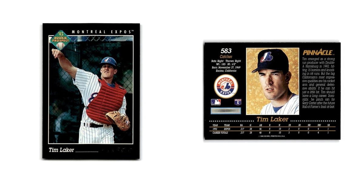 Tim Laker Rookie 1993 Pinnacle #583 Montreal Expos Baseball Card NM