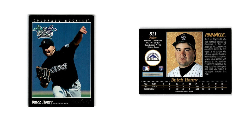 Butch Henry 1993 Pinnacle #511 Colorado Rockies Baseball Card NM