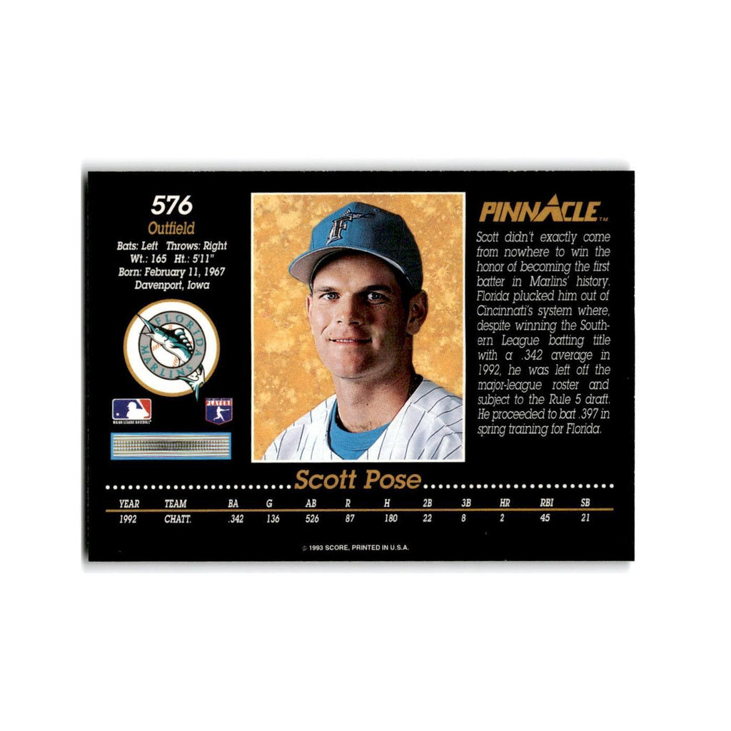 Scott Pose Rookie 1993 Pinnacle #576 Florida Marlins Baseball Card NM