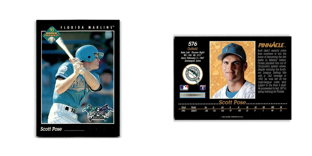 Scott Pose Rookie 1993 Pinnacle #576 Florida Marlins Baseball Card NM