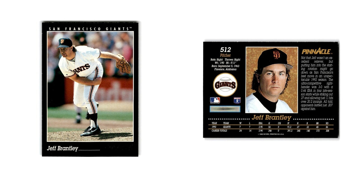 Jeff Brantley 1993 Pinnacle #512 San Francisco Giants Baseball Card NM