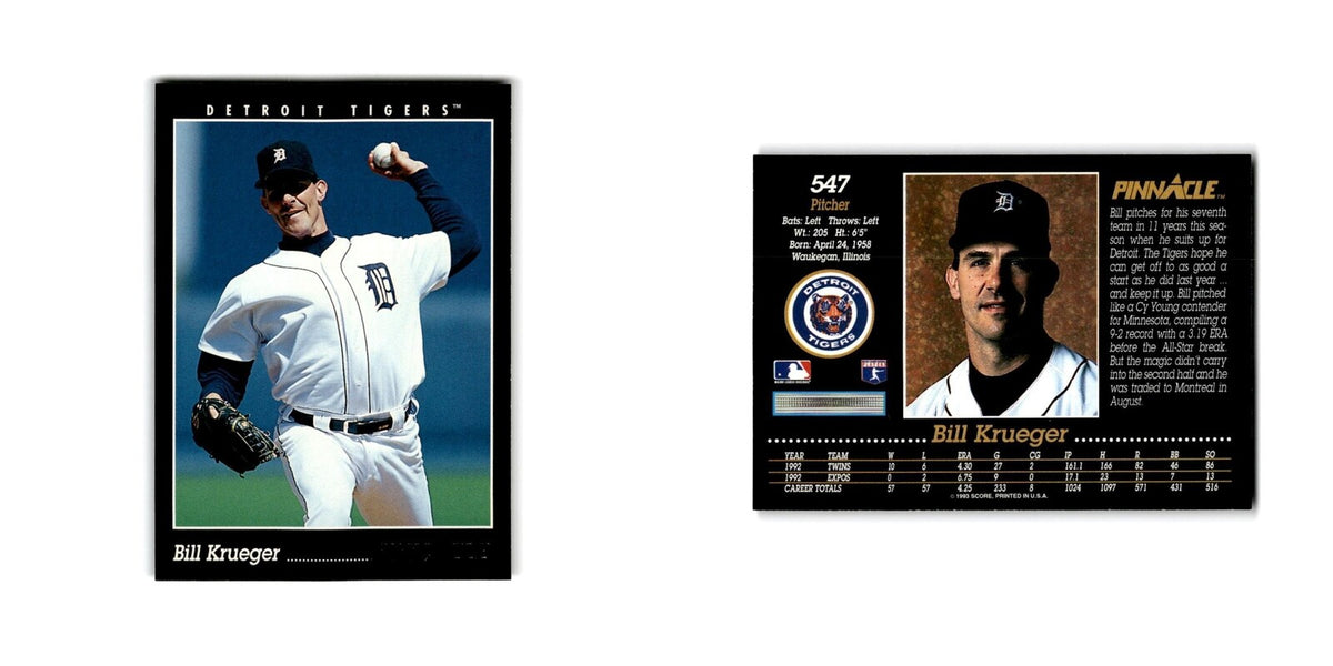 Bill Krueger 1993 Pinnacle #547 Detroit Tigers Baseball Card NM