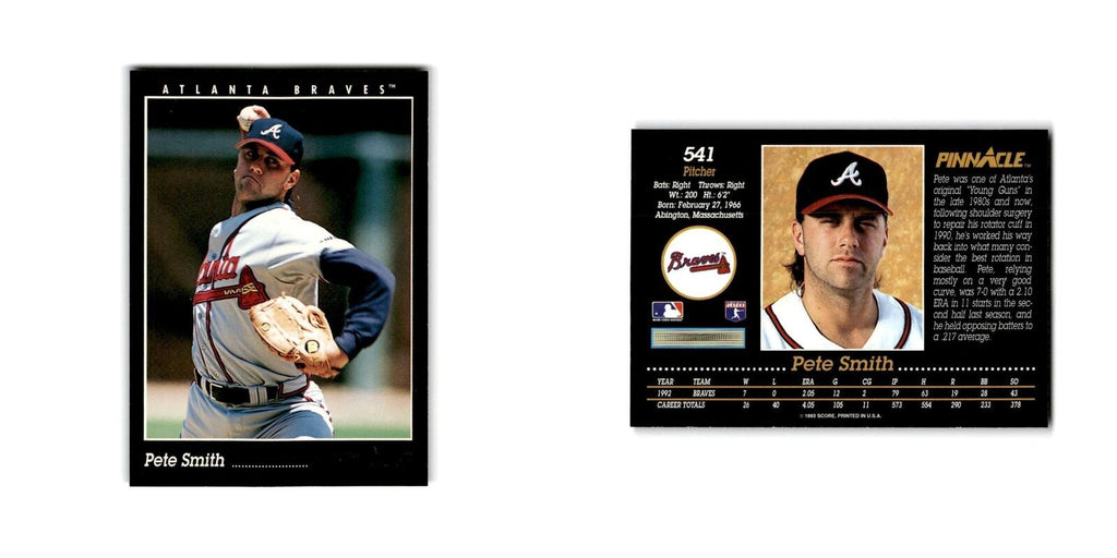 Pete Smith 1993 Pinnacle #541 Atlanta Braves Baseball Card NM