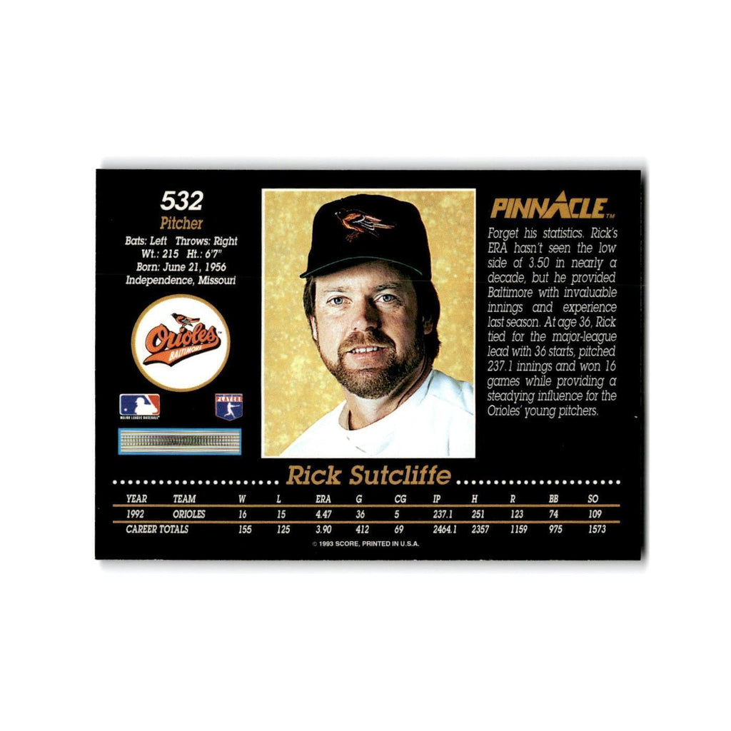 Rick Sutcliffe 1993 Pinnacle #532 Baltimore Orioles Baseball Card NM
