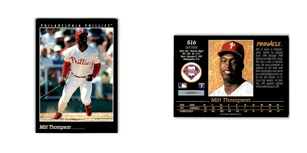 Milt Thompson 1993 Pinnacle #516 Philadelphia Phillies Baseball Card NM