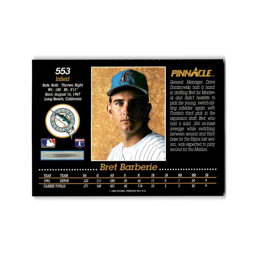 Bret Barberie 1993 Pinnacle #553 Florida Marlins Baseball Card NM