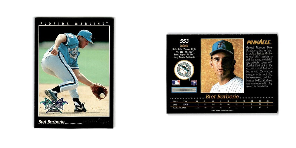 Bret Barberie 1993 Pinnacle #553 Florida Marlins Baseball Card NM