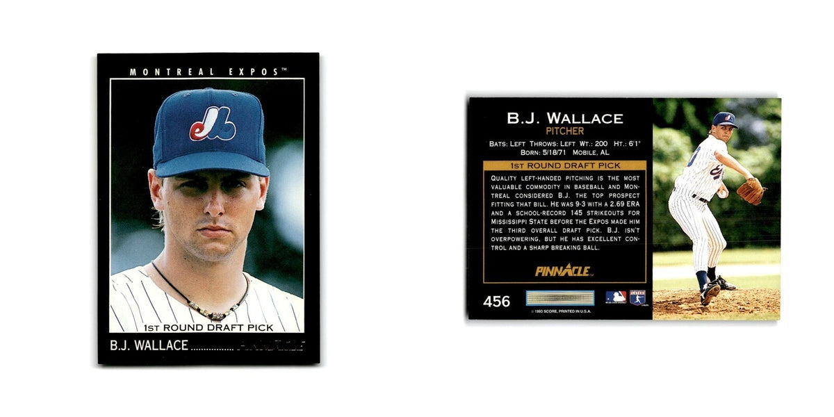 B.J. Wallace Rookie 1993 Pinnacle #456 Montreal Expos Baseball Card NM