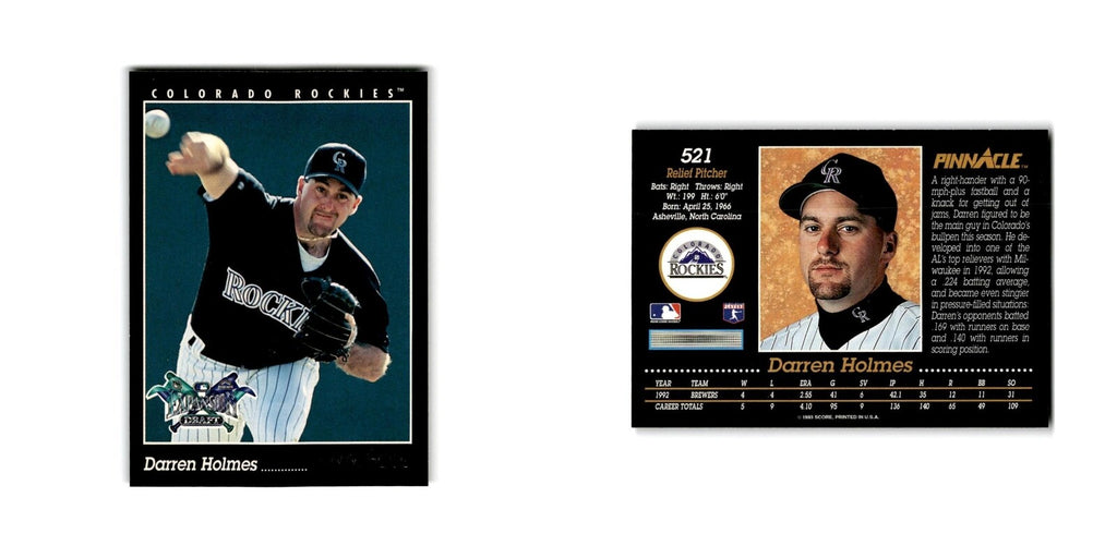 Darren Holmes 1993 Pinnacle #521 Colorado Rockies Baseball Card NM