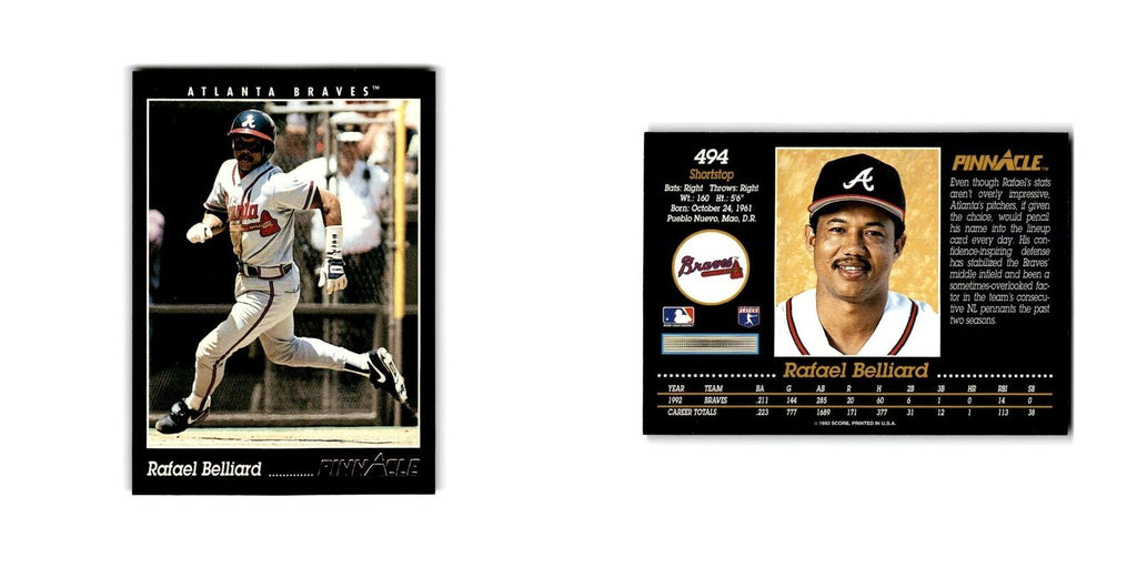 Rafael Belliard 1993 Pinnacle #494 Atlanta Braves Baseball Card NM