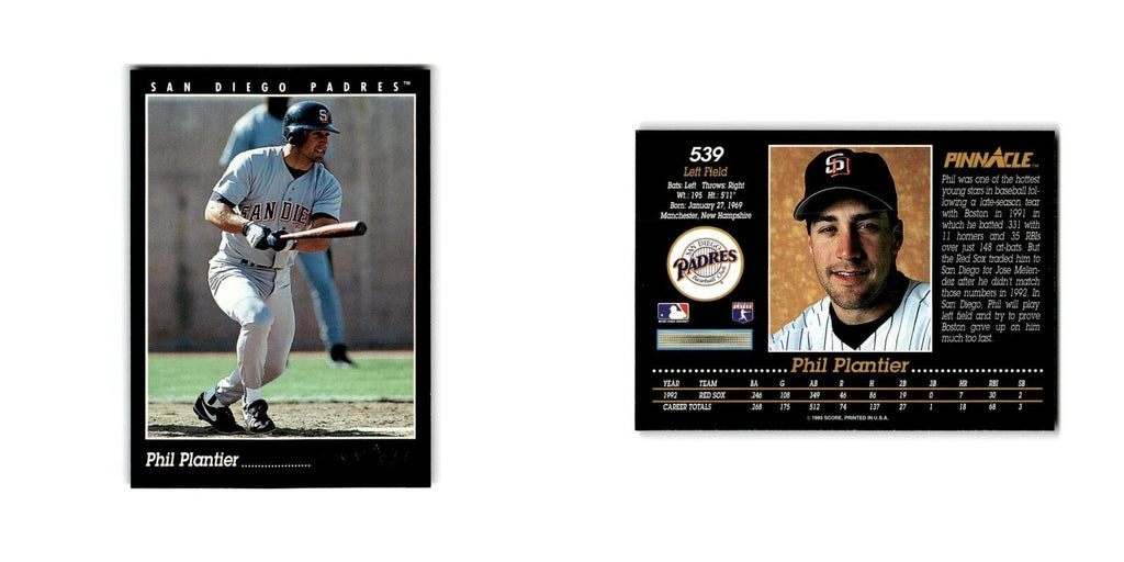Phil Plantier 1993 Pinnacle #539 San Diego Padres Baseball Card NM