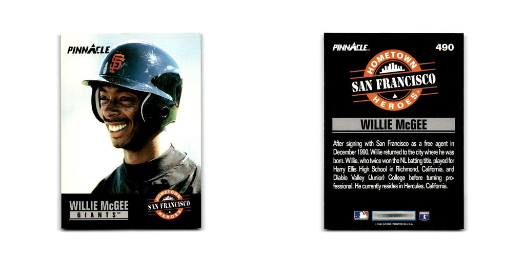 Willie McGee 1993 Pinnacle #490 San Francisco Giants Baseball Card NM