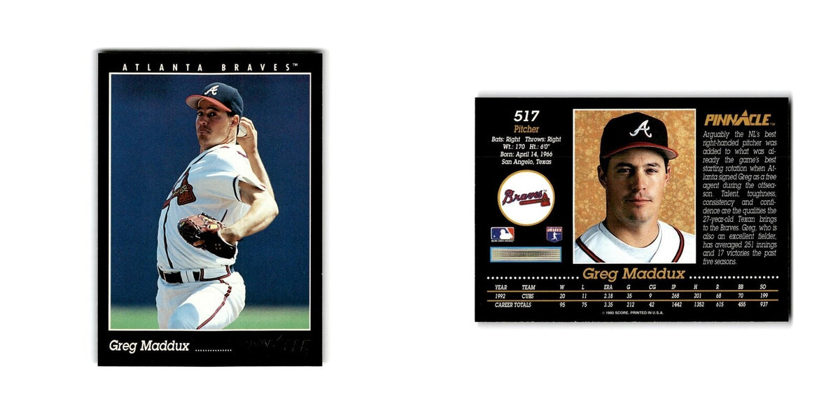 Greg Maddux 1993 Pinnacle #517 Atlanta Braves Baseball Card NM