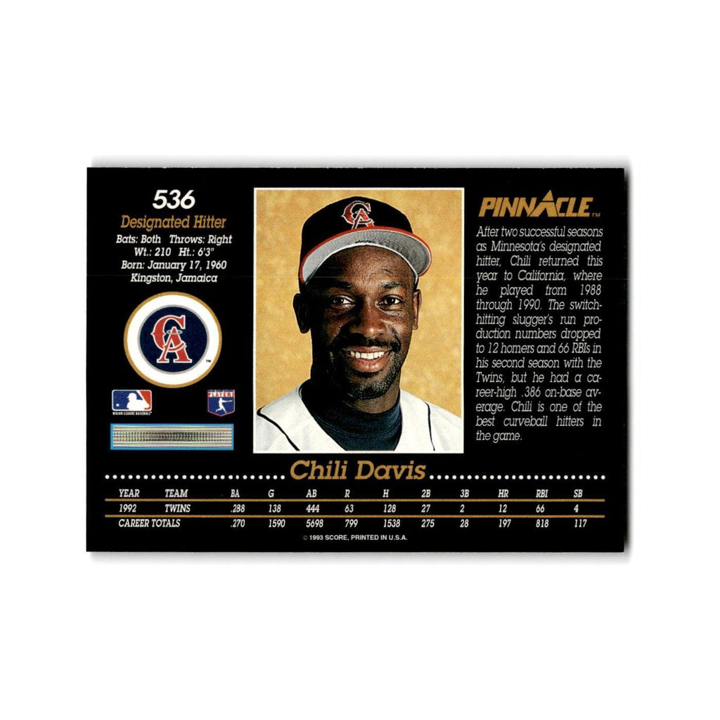 Chili Davis 1993 Pinnacle #536 California Angels Baseball Card NM