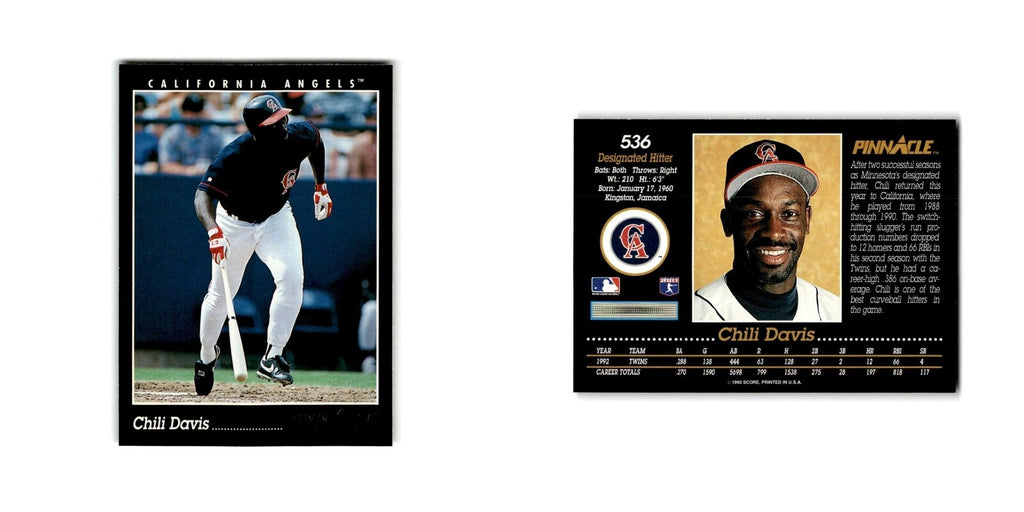 Chili Davis 1993 Pinnacle #536 California Angels Baseball Card NM