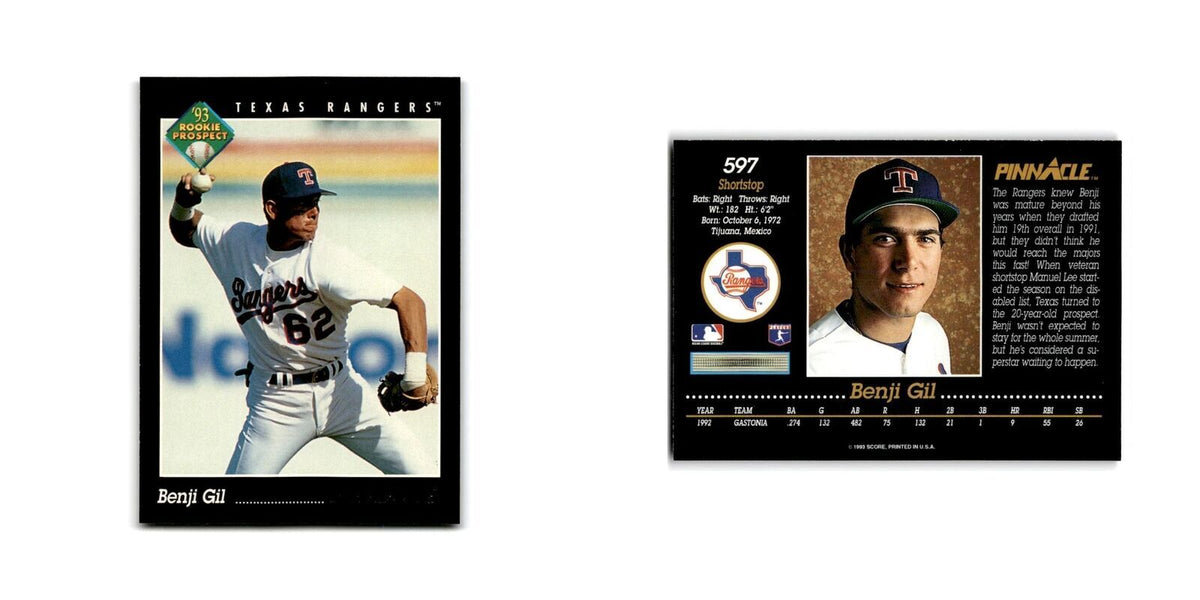 Benji Gil Rookie 1993 Pinnacle #597 Texas Rangers Baseball Card NM
