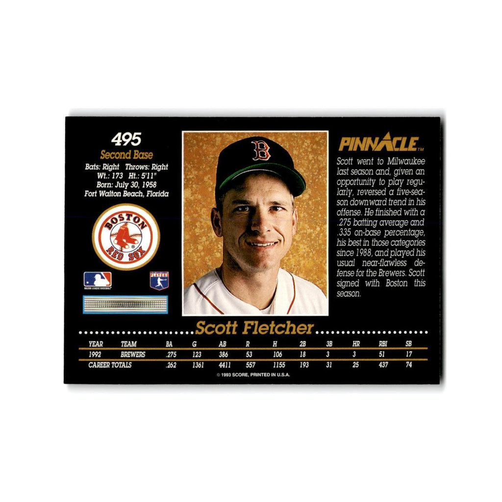 Scott Fletcher 1993 Pinnacle #495 Boston Red Sox Baseball Card NM