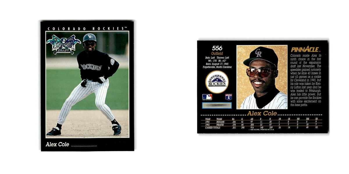 Alex Cole 1993 Pinnacle #556 Colorado Rockies Baseball Card NM