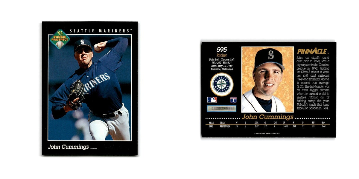 John Cummings Rookie 1993 Pinnacle #595 Seattle Mariners Baseball Card NM