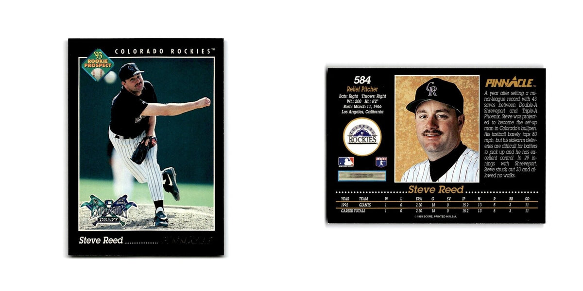 Steve Reed Rookie 1993 Pinnacle #584 Colorado Rockies Baseball Card NM