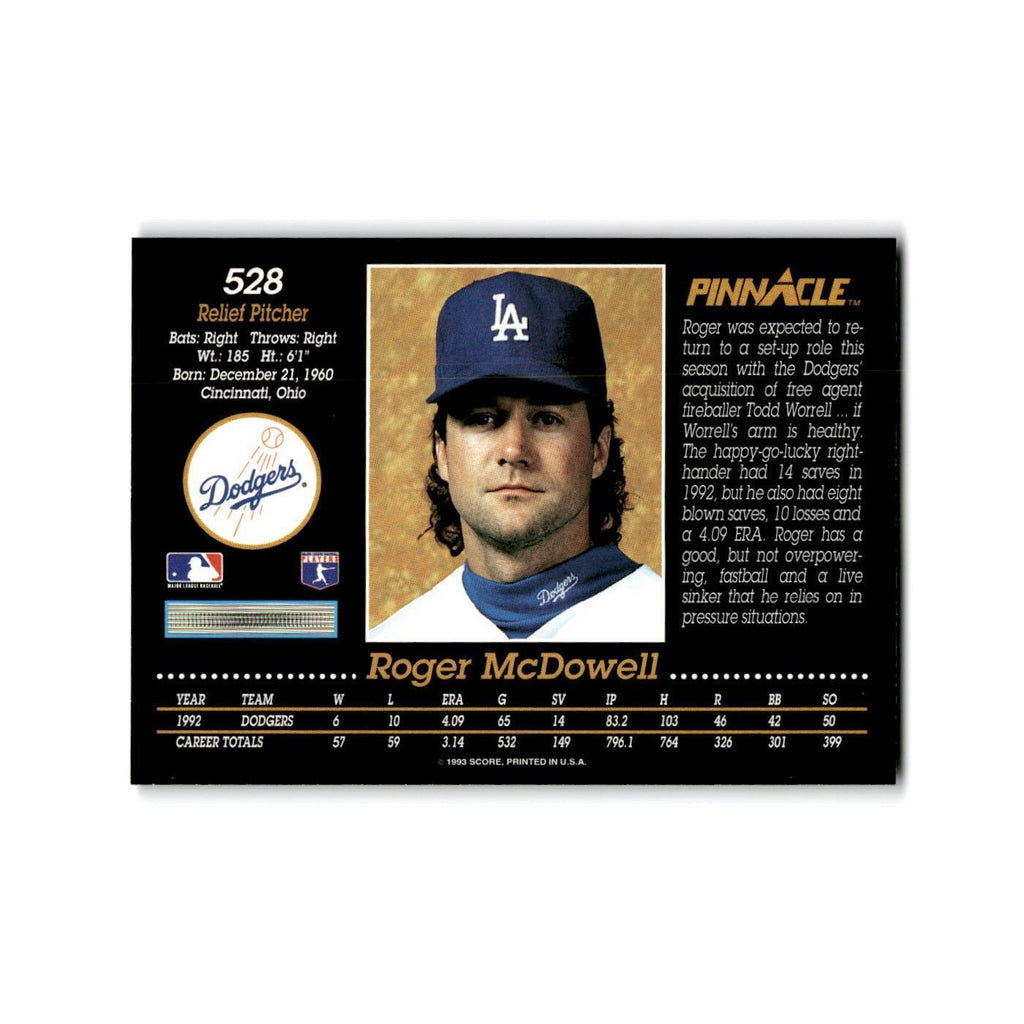 Roger McDowell 1993 Pinnacle #528 Los Angeles Dodgers Baseball Card NM