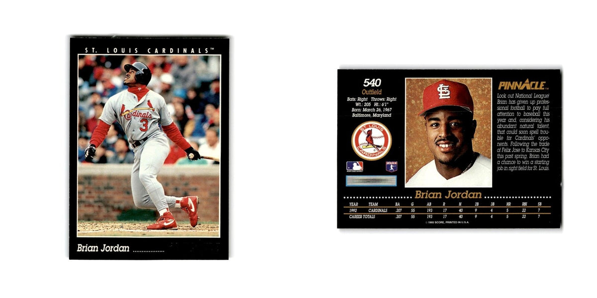 Brian Jordan 1993 Pinnacle #540 St. Louis Cardinals Baseball Card NM