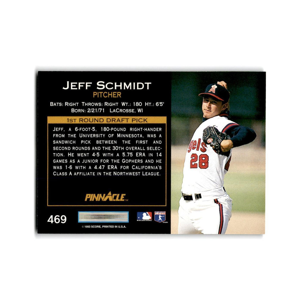 Jeff Schmidt Rookie 1993 Pinnacle #469 California Angels Baseball Card NM