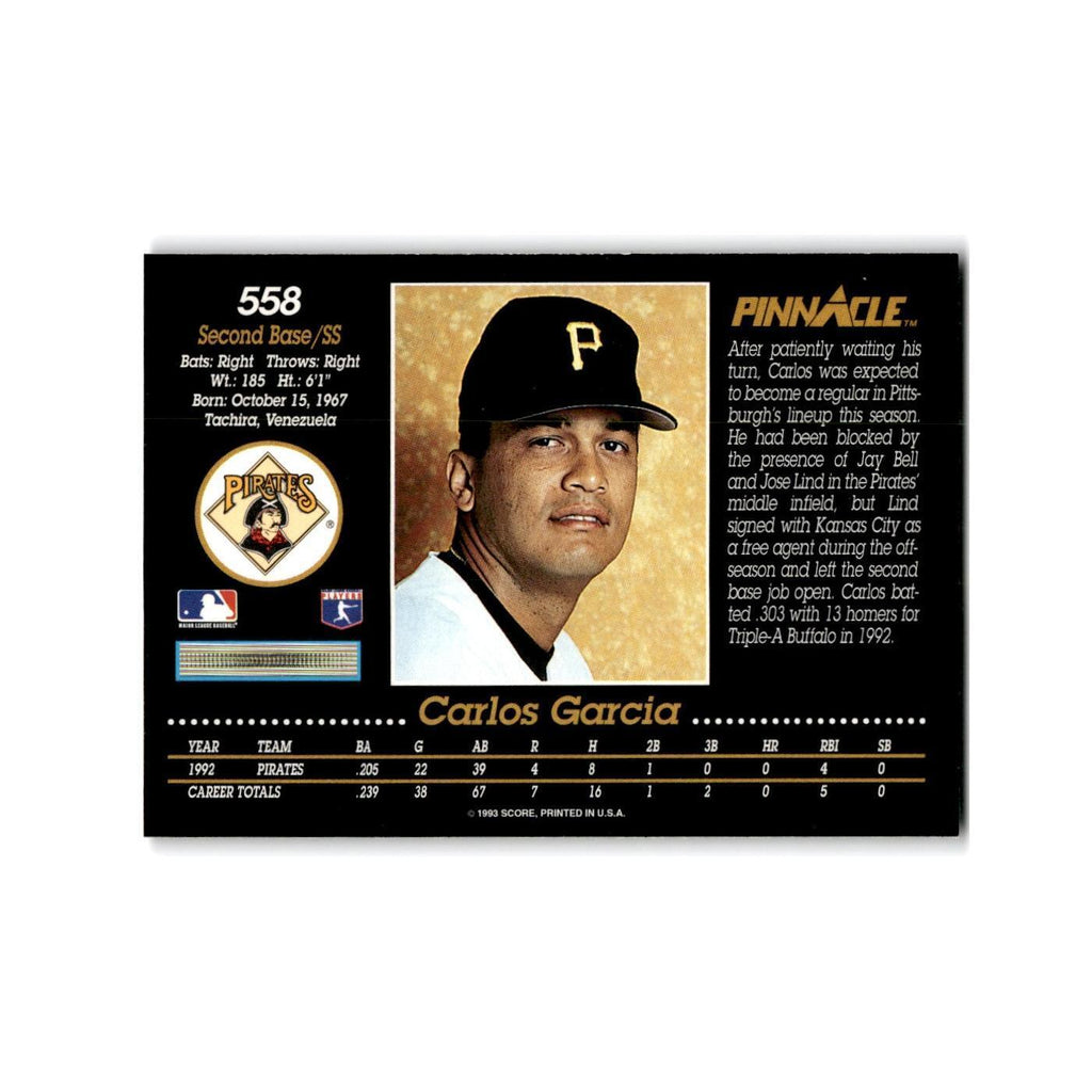 Carlos Garcia 1993 Pinnacle #558 Pittsburgh Pirates Baseball Card NM
