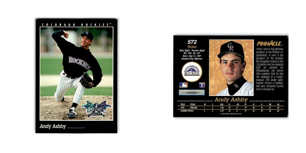 Andy Ashby 1993 Pinnacle #572 Colorado Rockies Baseball Card NM