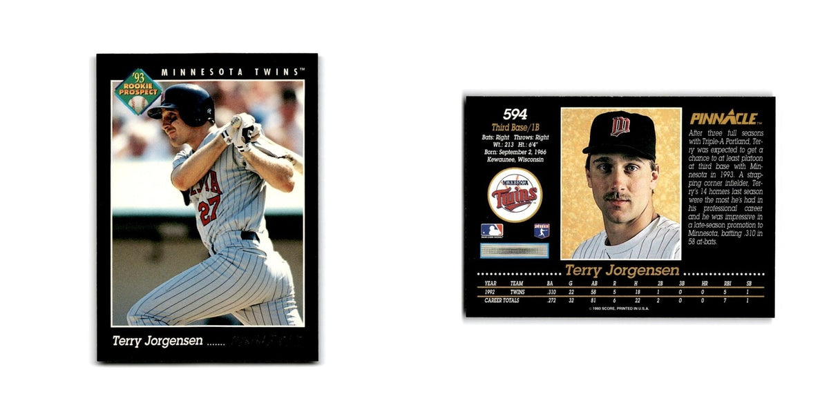 Terry Jorgensen Rookie 1993 Pinnacle #594 Minnesota Twins Baseball Card NM