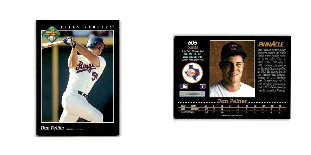 Dan Peltier Rookie 1993 Pinnacle #605 Texas Rangers Baseball Card NM