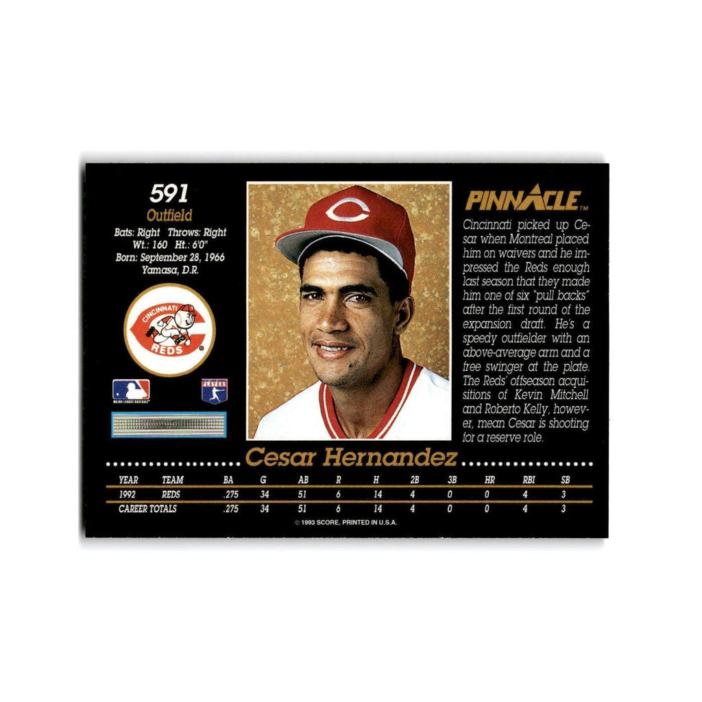 Cesar Hernandez Rookie 1993 Pinnacle #591 Cincinnati Reds Baseball Card NM