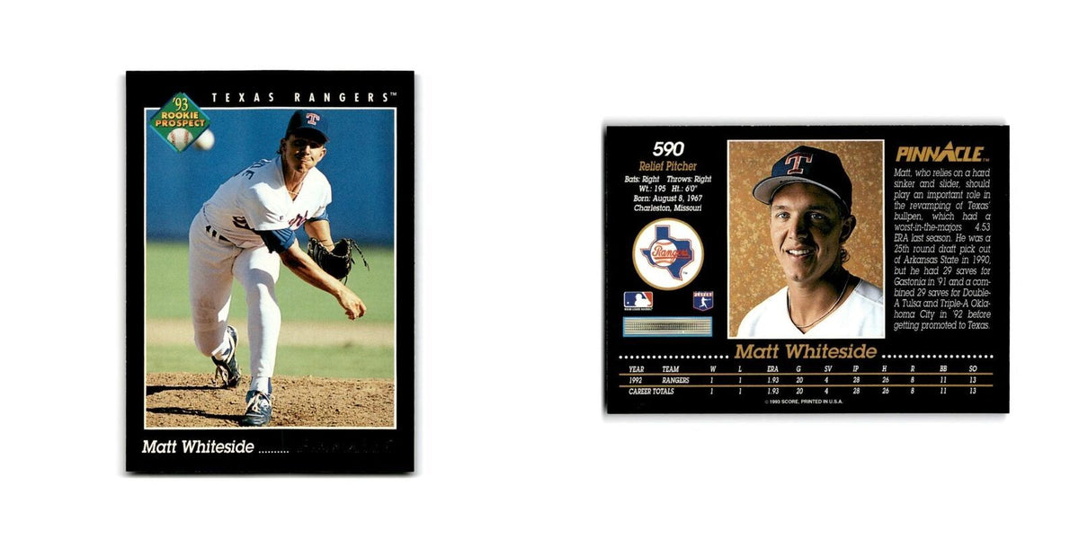 Matt Whiteside Rookie 1993 Pinnacle #590 Texas Rangers Baseball Card NM
