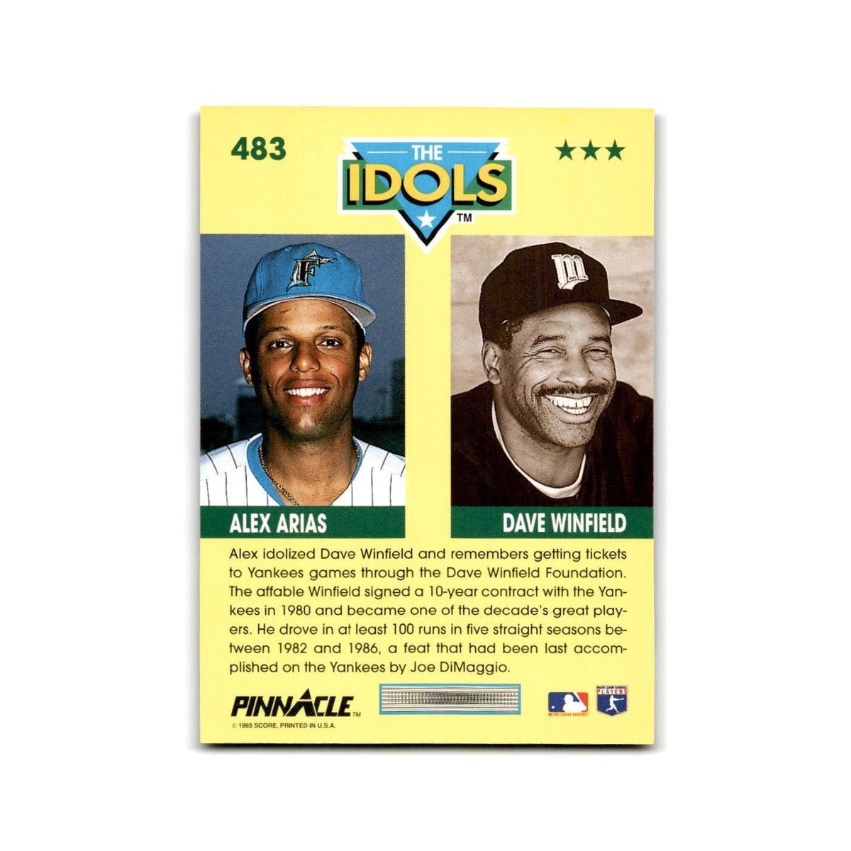Alex Arias Dave Winfield 1993 Pinnacle #483 Florida Marlins/Minnesota Twins NM