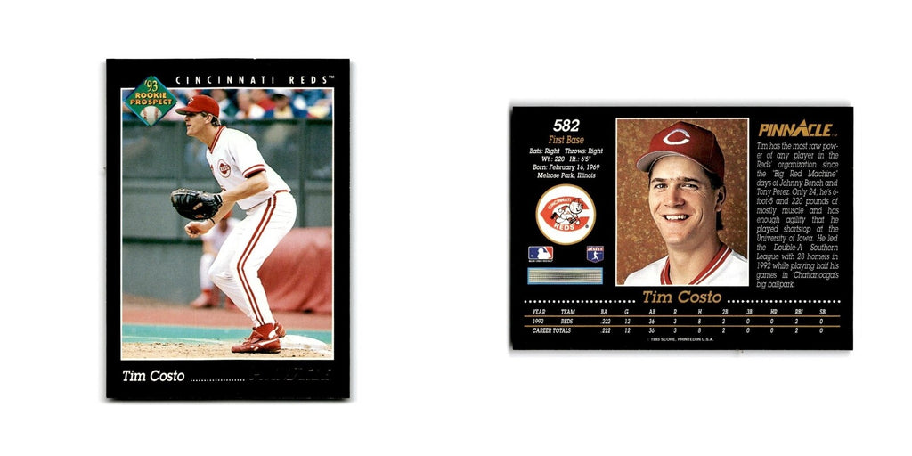 Tim Costo Rookie 1993 Pinnacle #582 Cincinnati Reds Baseball Card NM