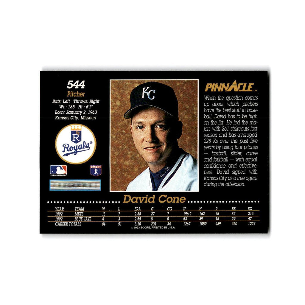 David Cone 1993 Pinnacle #544 Kansas City Royals Baseball Card NM