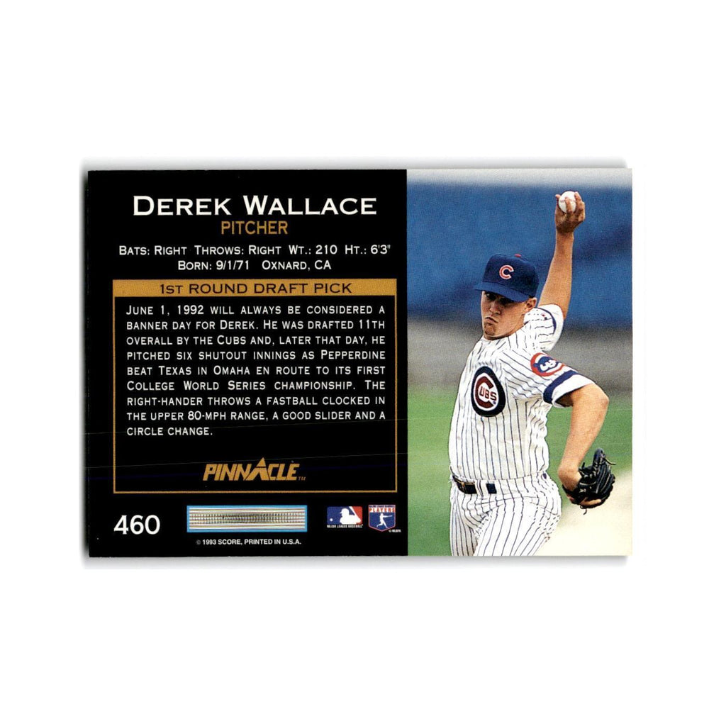 Derek Wallace Rookie 1993 Pinnacle #460 Chicago Cubs Baseball Card NM