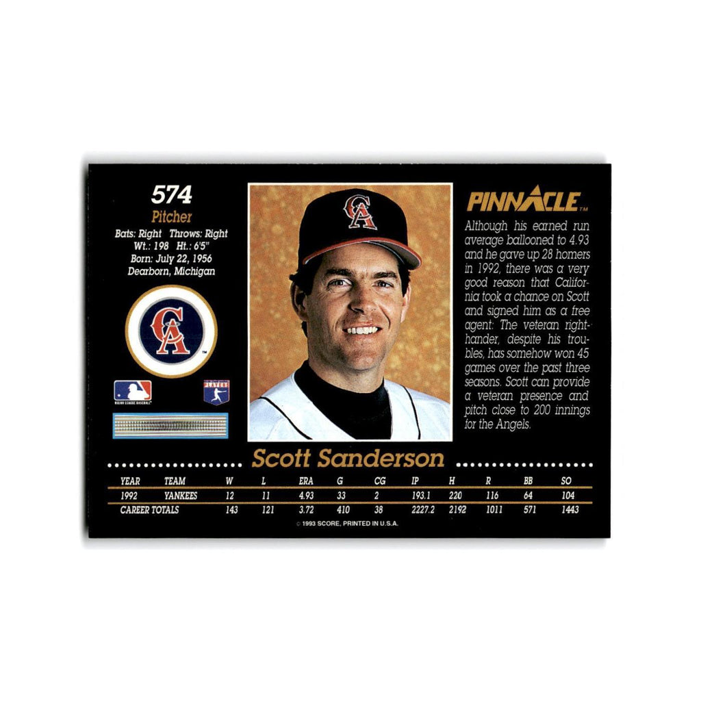 Scott Sanderson 1993 Pinnacle #574 California Angels Baseball Card NM