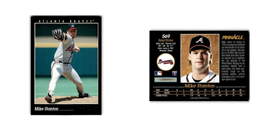 Mike Stanton 1993 Pinnacle #569 Atlanta Braves Baseball Card NM