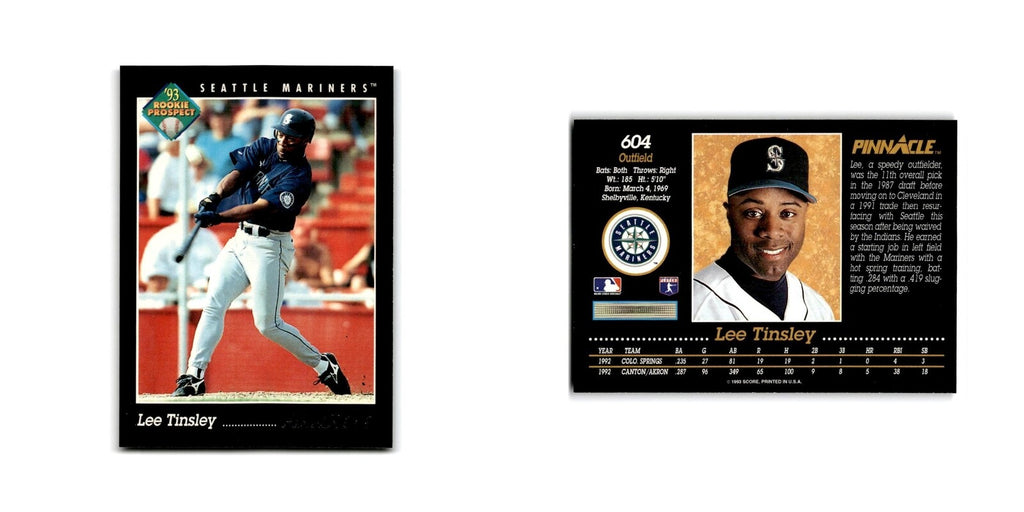 Lee Tinsley Rookie 1993 Pinnacle #604 Seattle Mariners Baseball Card NM