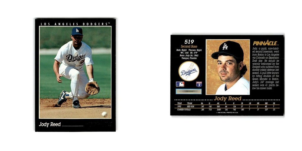 Jody Reed 1993 Pinnacle #519 Los Angeles Dodgers Baseball Card NM