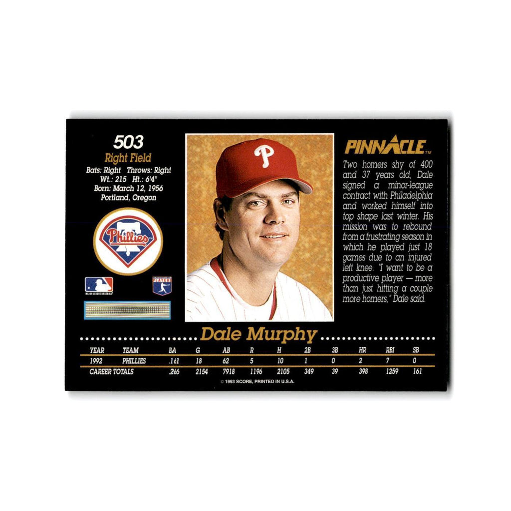 Dale Murphy 1993 Pinnacle #503 Philadelphia Phillies Baseball Card NM